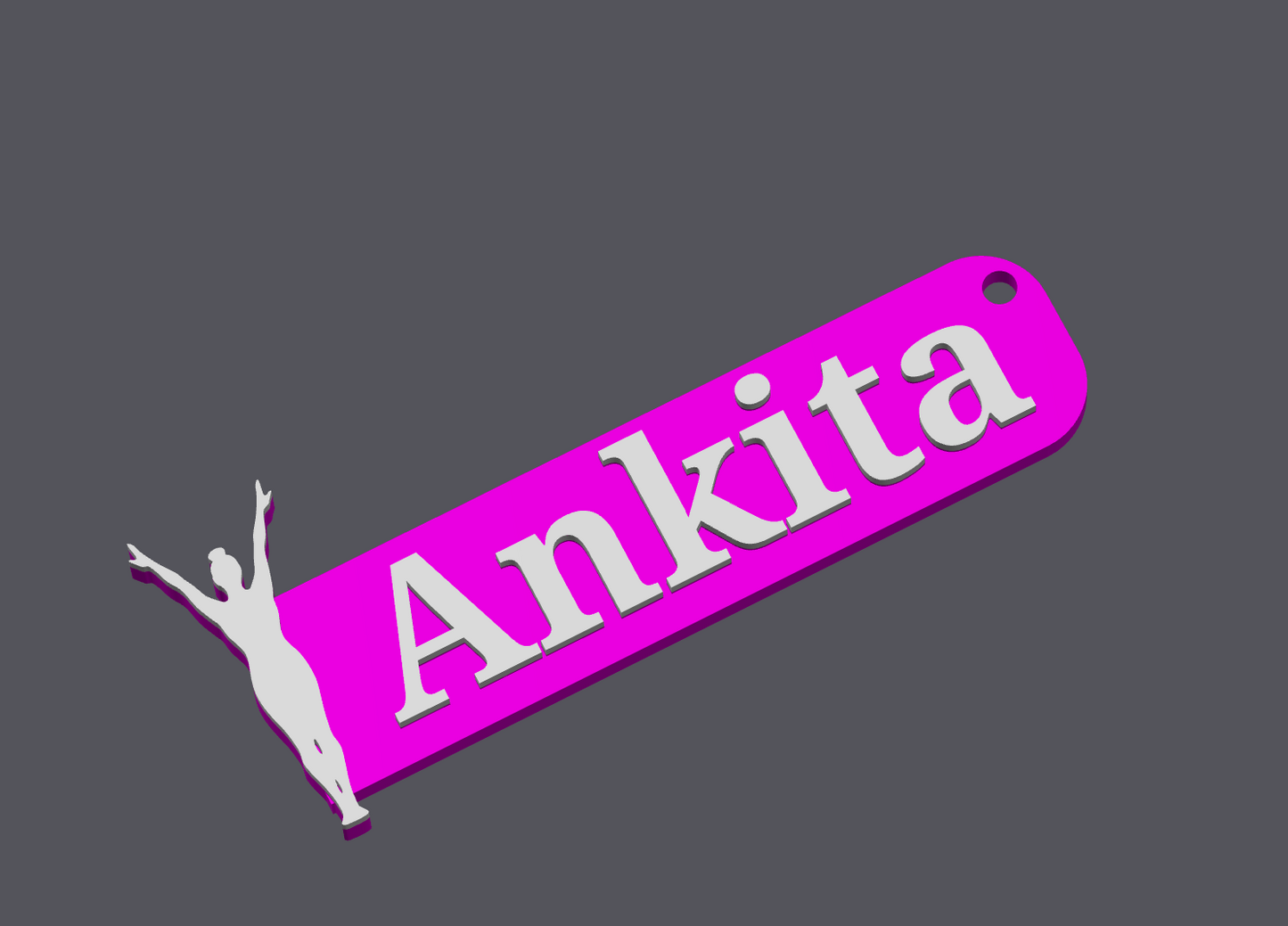 Girls Gymnastic Keychains & Personalized Name Tags β 3D Printed in PLA Plastic