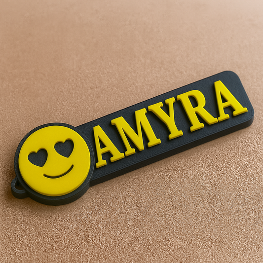 Emoji Keychain and Name Tag - 3D Printed, PLA Plastic