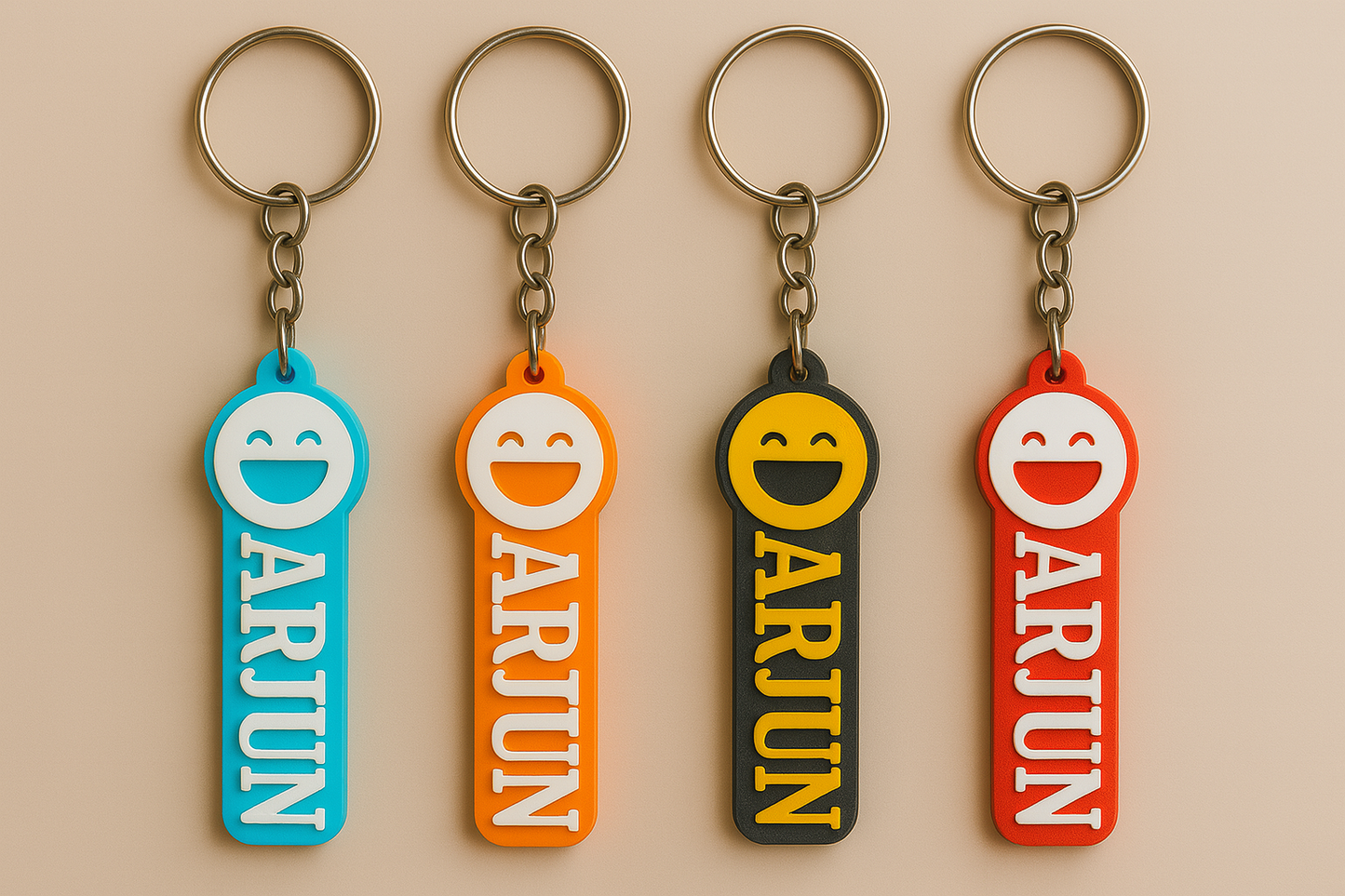 Emoji Keychain and Name Tag - 3D Printed, PLA Plastic