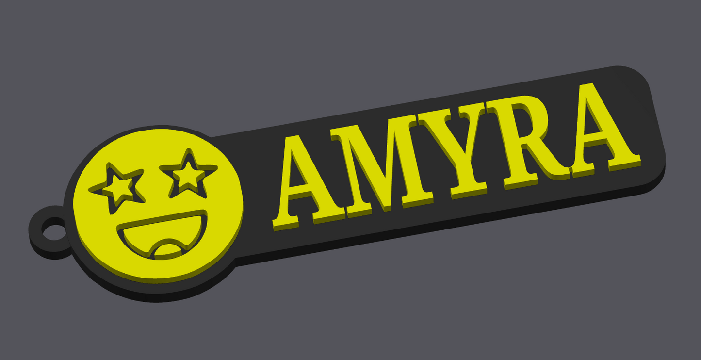 Emoji Keychain and Name Tag - 3D Printed, PLA Plastic